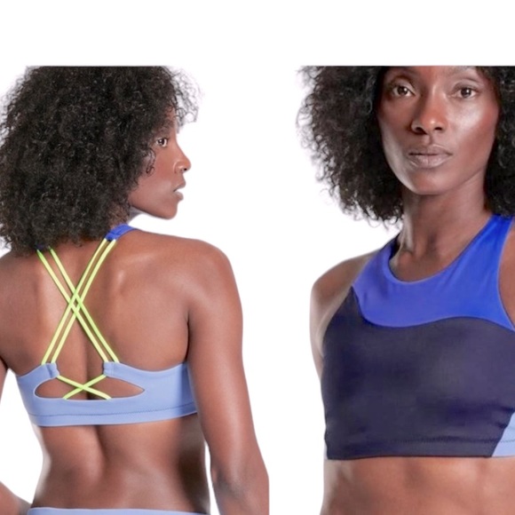 ATHLETA high neck color block racerback size medium bikini top NWOT - Picture 2 of 8